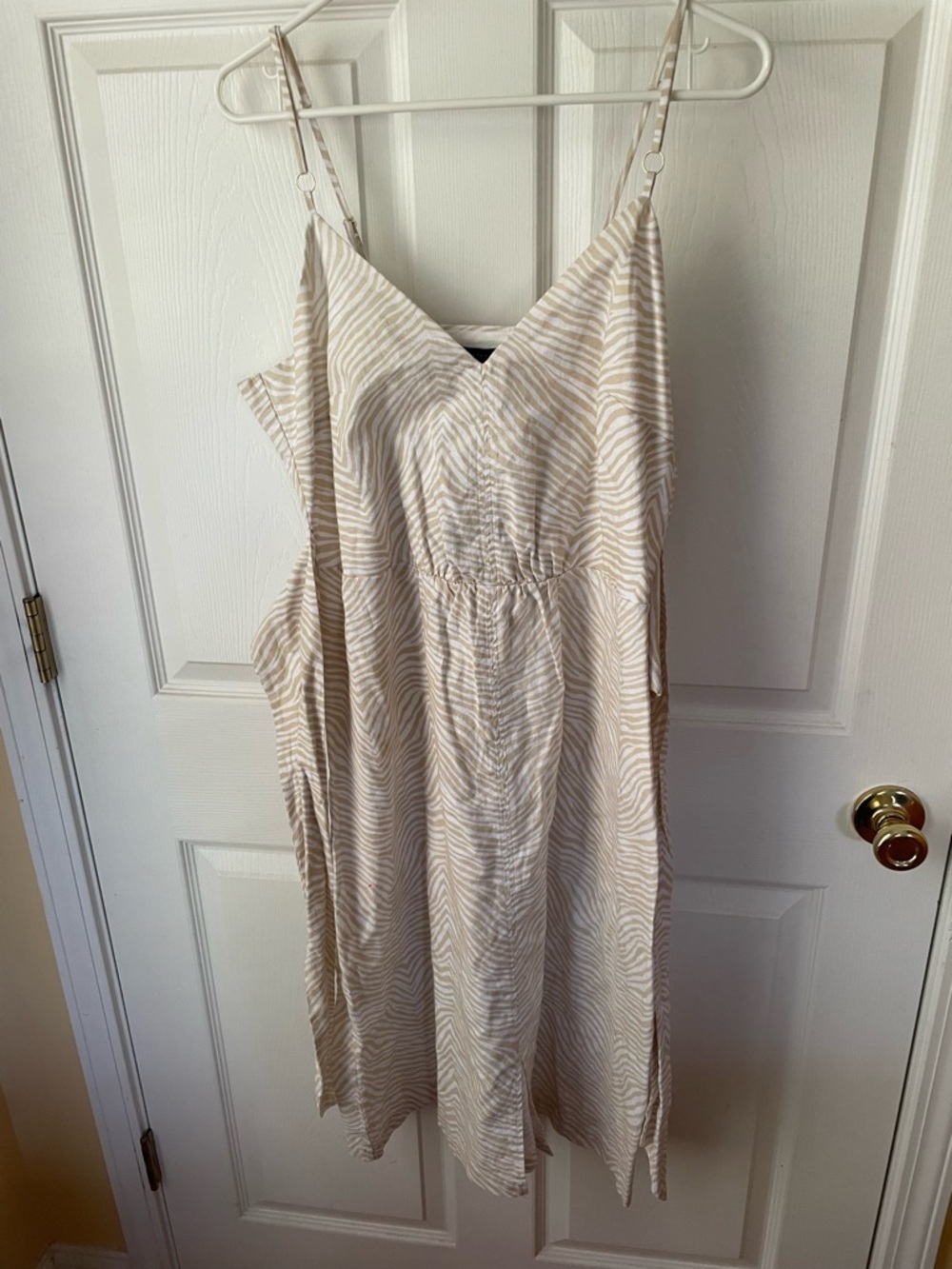 Saks Fifth Avenue Linen Blend Zebra Stripe Dress Size XL NWT